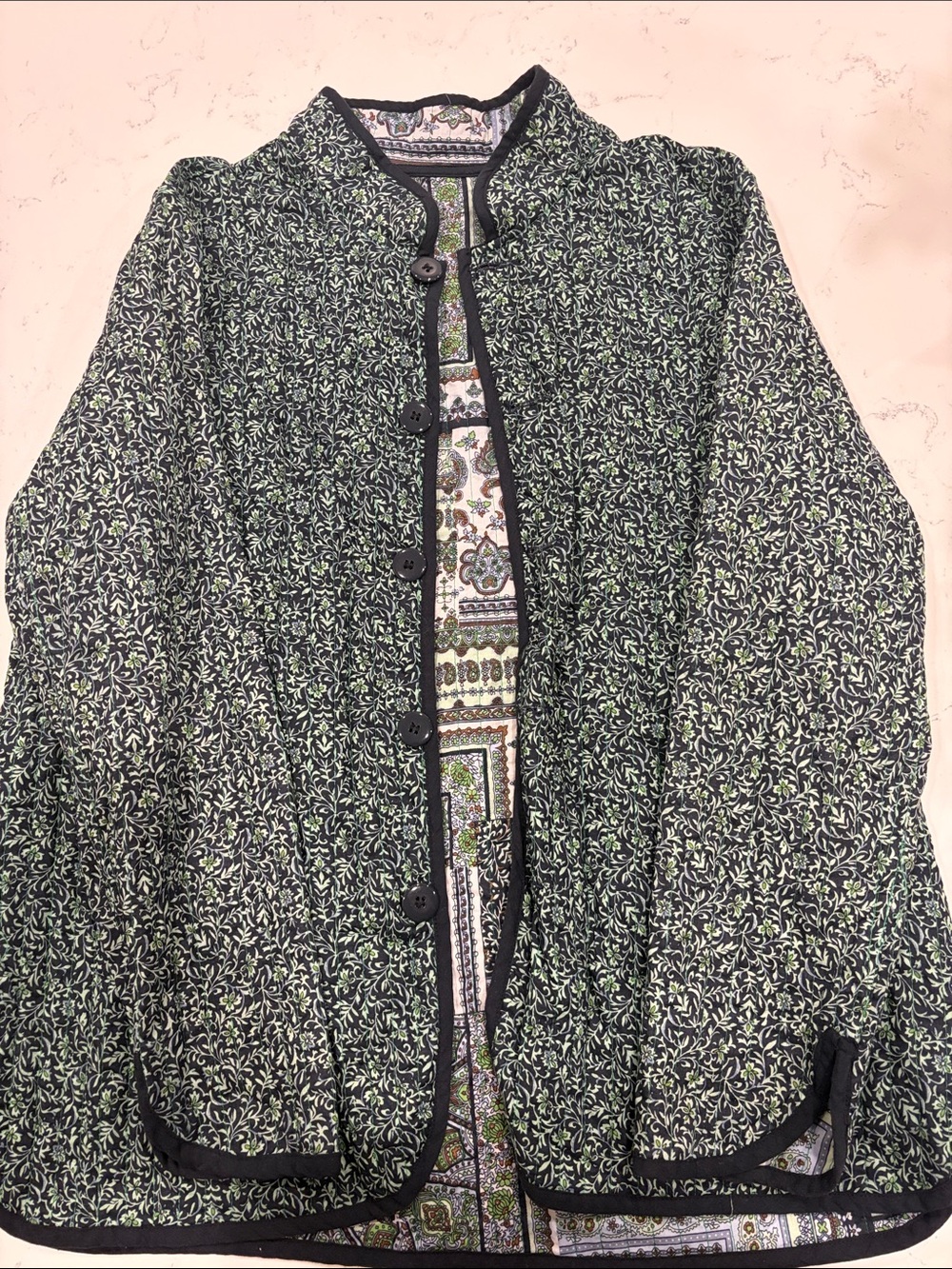 Black & Green Floral Quilted Jacket